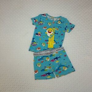 NEW Bellabu Bear Bamboo "Baby Shark" 2-Pc Short Pajamas, Sz 18-24 Mo